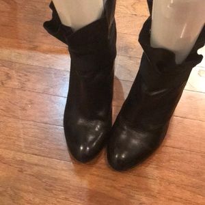 Black leather booties
